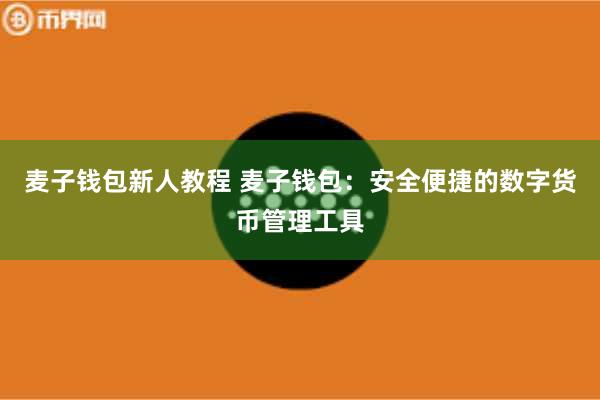 麦子钱包新人教程 麦子钱包：安全便捷的数字货币管理工具