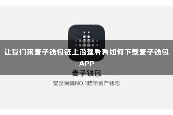让我们来麦子钱包链上治理看看如何下载麦子钱包APP